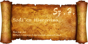 Szűcs Hieronima névjegykártya